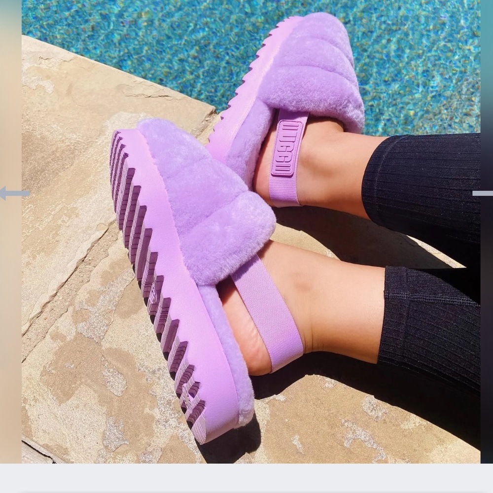 (SOLD) Ugg Fluffy Slippers Purple Size 10